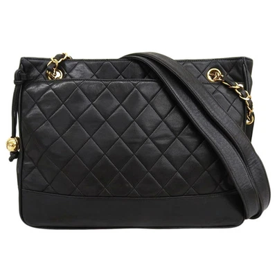 CHANEL Matelasse Shoulder Bag Sticker 3-Series Tote Lamb Leather Black Coco Ball - Image 1 of 4