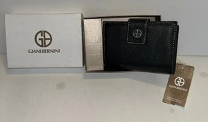 Giani Bernini Schwarz Weichkern Rahmen Organizer Leder Geldbörse Neu - Bild 1 von 13