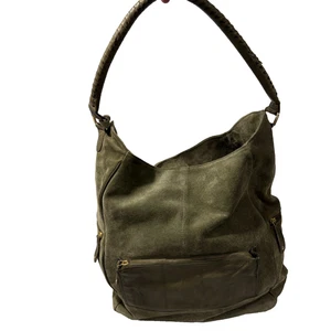 Topshop Moss Green Suede Large Slouchy Tote Shoulder Bag - Picture 1 of 10