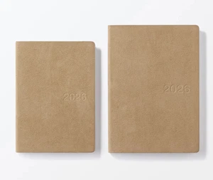 Muji 2026 Suede-like Monthly Weekly Planner 2025. 12 start Beige B6 or A5 - Picture 1 of 7