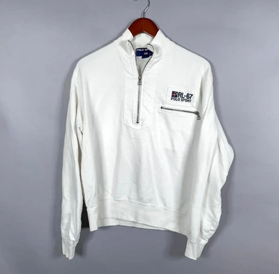 Sudadera Polo Sport 1/4 Cremallera Adulto Mediana Blanca RL-67 Bordada Ralph Lauren Foto 1 de 4