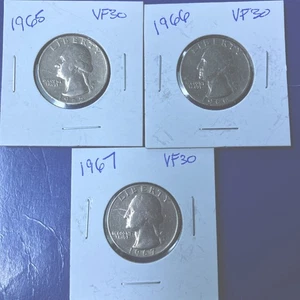1965, 1966 And 1967 Washington Quarter Set All In A Very Fine +++ Condition. - Picture 1 of 2
