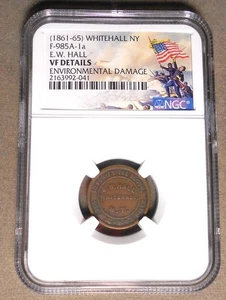 Whitehall NY 985A-1a. E.W. Hall, Atherton’s Pills, R-1, NGC VF Detalles - ED - Imagen 1 de 4