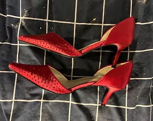 Red high heel sparkling pumps size 7.5 - Picture 1 of 8