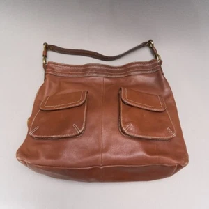 Talbots Large Brown Leather Shoulder Bag Handbag Tote Pockets 12 x 15 ins - Picture 1 of 18