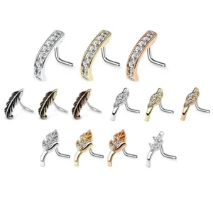Gem Nose Stud - Half Ring/Hoop - L Bend Crawler Cuff - Surgical Steel Piercing - Picture 1 of 6