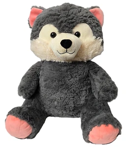 Dan Dee Wolf Husky Dog Plush Toy Malamute Stuffed Animal Gray Pink Big 14 inch - Picture 1 of 9