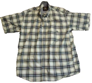 Cinch Western Shirt Mens Medium Blue Black White Plaid Short Sleeve Button Up - Picture 1 of 5