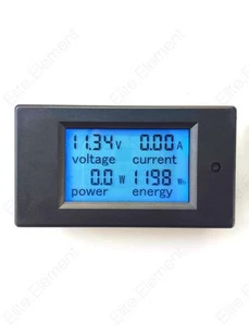 DC Battery Monitor 6.5-100V 50A LCD Voltage Current KWh Watt Power Combo Meter - Picture 1 of 3