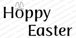 Impression Obsession Easter Wood Mounted Rubber Stamp "Hoppy Easter" D20811 - Picture 1 of 1