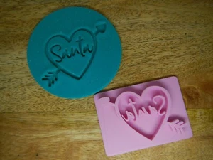 Santa in Cupids Heart Cookie Stamp Fondant Embosser Father Christmas Gift - Picture 1 of 3