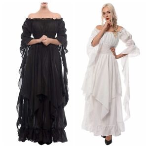 Women Medieval Renaissance Maxi Dress Boho Victorian Ball Gown Halloween Costume