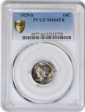 1929-S Mercury Silver Dime MS66FB PCGS Cover