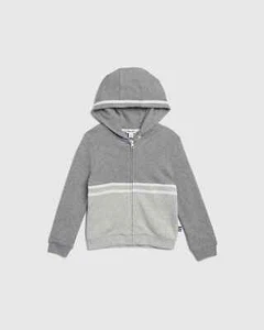 Splendid Little Boys' Contrast Striped Zip Jacket Heather Gray Size 6 - Picture 1 of 2