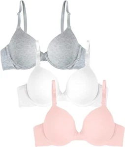 Fruit of the Loom Women's T-Shirt Bra, Blushing Rose/White/Grey Heather, 36D (Pa - Picture 1 of 8