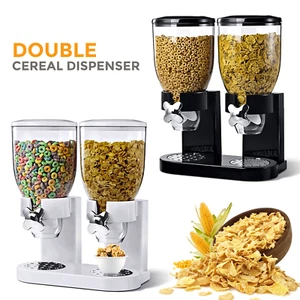 DOUBLE CEREAL DISPENSER PASTA FLOUR RICE DRY FOOD STORAGE CONTAINER MACHINE - Picture 1 of 7