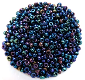 SIZE 8/0 ~ METALLIC BLUE IRIS ~ 28 Grams ~ LOOSE GLASS SEED BEADS LOT - Picture 1 of 1