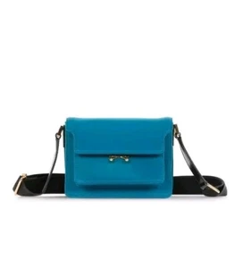 MARNI TRUNK Light Blue Cypress Black Nylon Accordeon Crossbody Shoulder Bag NWOT - Imagen 1 de 14