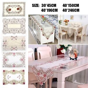Runner Table Hollow Centre Embroidered Floral Soft Cutwork Lace Wedding Cloth