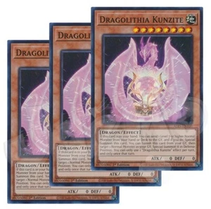 Yugioh - Dragolithia Kunzite x 3 - 1st Edition Super Rare NM - Free Holo Card - Picture 1 of 1