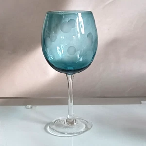 WATERFORD Marquis POLKA DOT SAPPHIRE BLUE WINE GLASS, Cut Blown Crystal, 20 oz - Picture 1 of 4