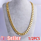 Mens Boy Stainless Steel 18k Gold Plated Curb Cuban Chain Necklace Jewelry 20"