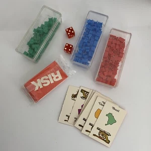 RISK Board Game Parts 3 Color Armies 2 Dice Cards Pieces & Holders Vintage 1975 - Picture 1 of 4