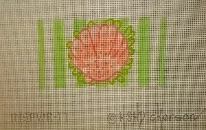 Kate DIckerson Hand Painted Shell & Seaweed with Aqua Stripes Needlepoint Canvas - Picture 1 of 2