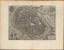 c 1613 Mons Belgium antique map ~ 17" x 13.2" by Guicciardini / Blaeu