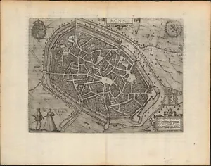 c 1613 Mons Belgium antique map ~ 17" x 13.2" by Guicciardini / Blaeu - Picture 1 of 2