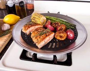 Stove Top Grill Pan - Smokeless Nonstick Indoor Grill Plate with Burner Liners - Picture 1 of 9