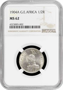 German East Africa 1/2 rupie 1904 A, NGC MS62, "Rupie (1890 - 1903)" silver coin - Picture 1 of 2