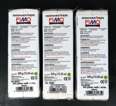 Argila modeladora branca efeito EberhardFaber Fimo 3 - 350 gramas ~ forno assar - Imagem 1 de 3