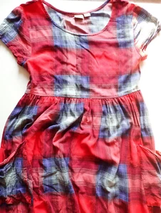 Girls Dress Mudd Size 14 Short Sleeve Red and Blue Casual Dress Plaid - Picture 1 of 16