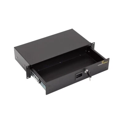CASSETTO NERO CON SERRATURA CHIAVE TIRETTO RACK 19 PER FLIGHT CASE - Immagine 1 di 2