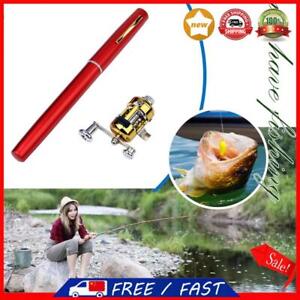 Portable Pocket Mini Aluminum Pen-Shape Fishing Rod w/ Reel Wheel (Red)