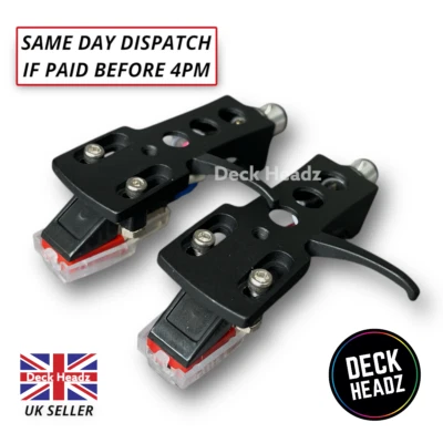 2 x Black Headshells With Moving Magnet Cartridges & Diamond Styluses - Image 1 of 4