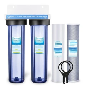 Carcasa transparente de 2 etapas de 20" para sistema de filtro de agua para toda la casa bloque de carbono de 1"-PP - Imagen 1 de 8