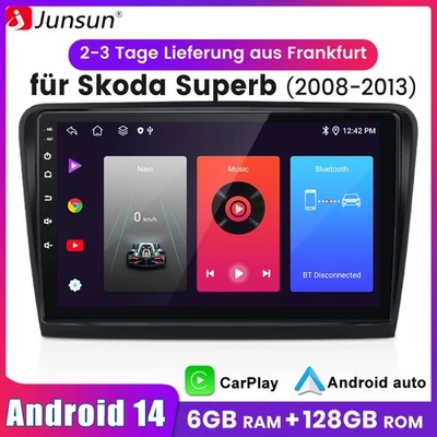 8Kern 6+128GB Android 14 CarPlay Autoradio Für Skoda Superb 2008-15 GPS Navi DAB - Bild 1 von 4