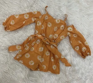 girl orange daisy romper XS - Picture 1 of 2