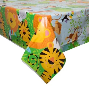 Unique Industries Jungle Animal Safari Plastic Tablecloth | 84" x 54" | 1 Pc,... - Picture 1 of 3