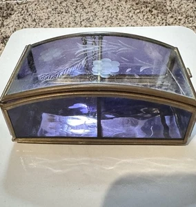 Schmuckkästchen Vintage Stil geätzt & Buntglas - Bild 1 von 8