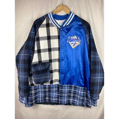 Abrigo Chaqueta XXL Lana a Cuadros Personalizado Vintage Años 90 Línea Tiza MLB Toronto Blue Jays Foto 1 de 4