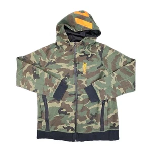 American Eagle Flex Camo Full Zip Hoodie XL Orange Stripe Logo AE Drawstring - Picture 1 of 8
