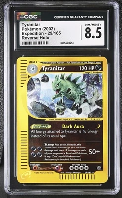 CGC 8.5 Tyranitar 29/165 Reverse Holo Expedition Pokémon Card - Image 1 of 2