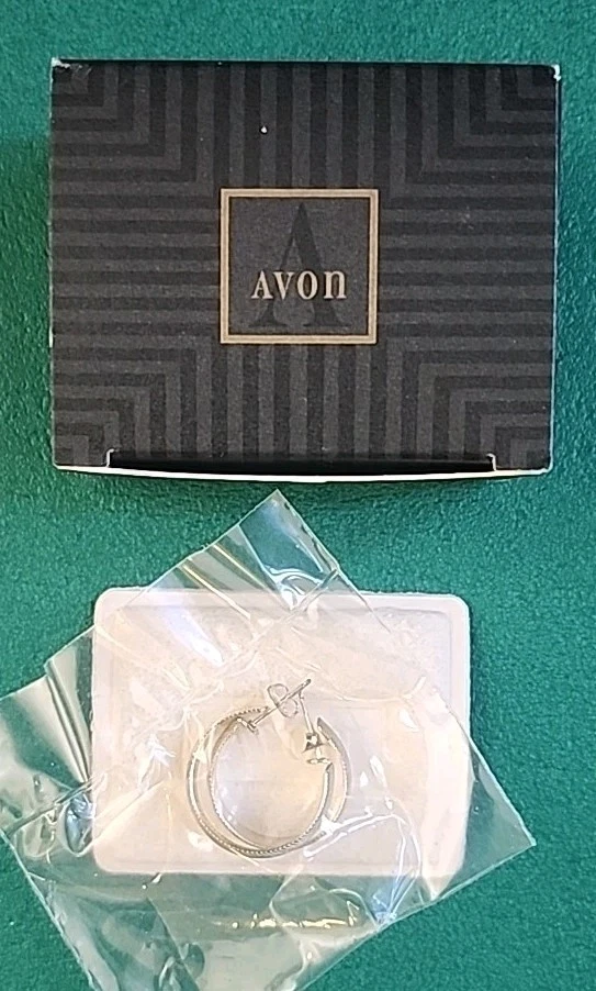 Винтажные текстурированные серьги-кольца Avon из чистого серебра с коробкой, серебро 925 пробы - Изображение 1 из 4