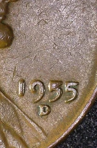 1955 D Wheat Penny Filled Five In Date Error - Picture 1 of 5
