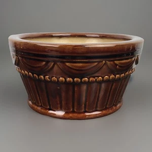 VTG Yellow ware usa pottery pot bowl 8” thick Detailed rim heavy - Picture 1 of 10