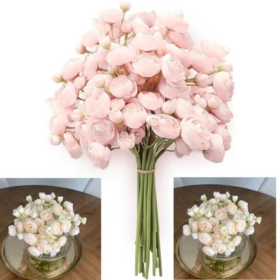 18 piezas flores artificiales Buttercup flores realistas ramo de novia decoración del hogar Foto 1 de 4