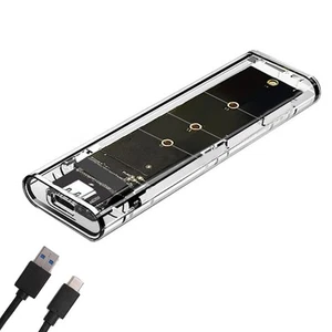 M.2 NGFF SATA Dual Protocol SSD Case Clear USB Type C 10Gbps PCI-E M2 SSD3924 - Afbeelding 1 van 6